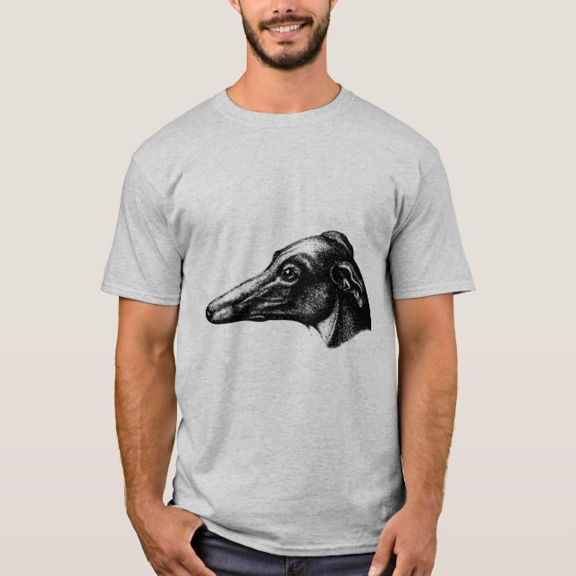 Antique Greyhound Hund T Shirt (Framsida)