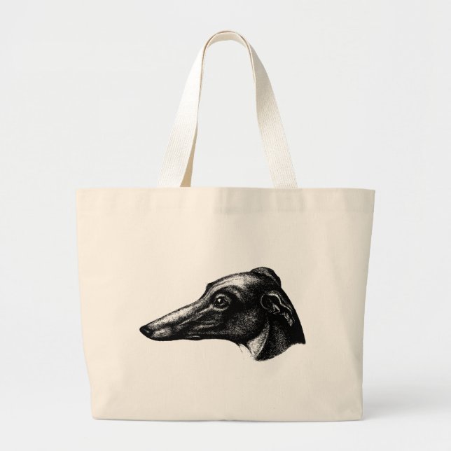 Antique Greyhound Hund Totebag Jumbo Tygkasse (Framsidan)