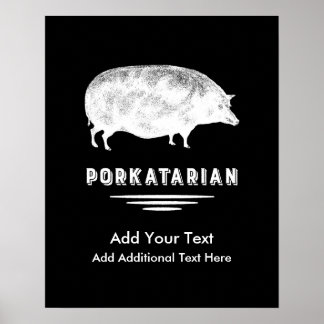 Antique Gris Bacon Älskare Porkatarian Funny Poster