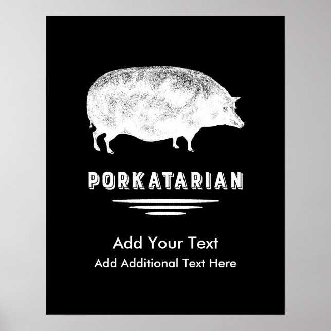 Antique Gris Bacon Älskare Porkatarian Funny Poster (Framsidan)