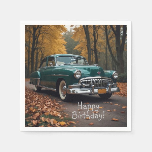 Antique Grönt Car Pappersservett (Framsidan)