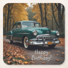 Antique Grönt Car Underlägg Papper Kvadrat