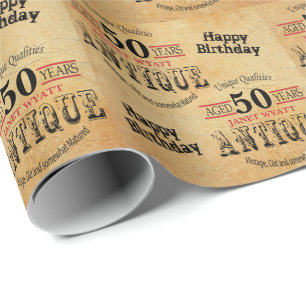 Antique Grunge Birthday   50:e födelsedagen Presentpapper