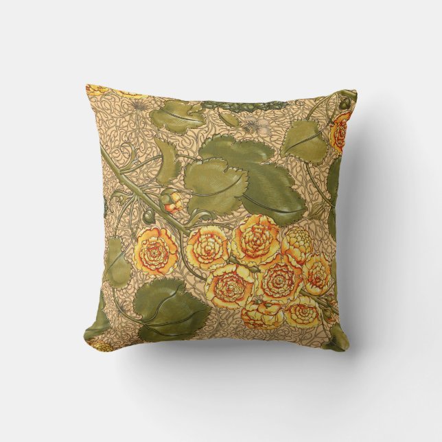 Antique Gula blommor Dekorativ kudde (Framsida)