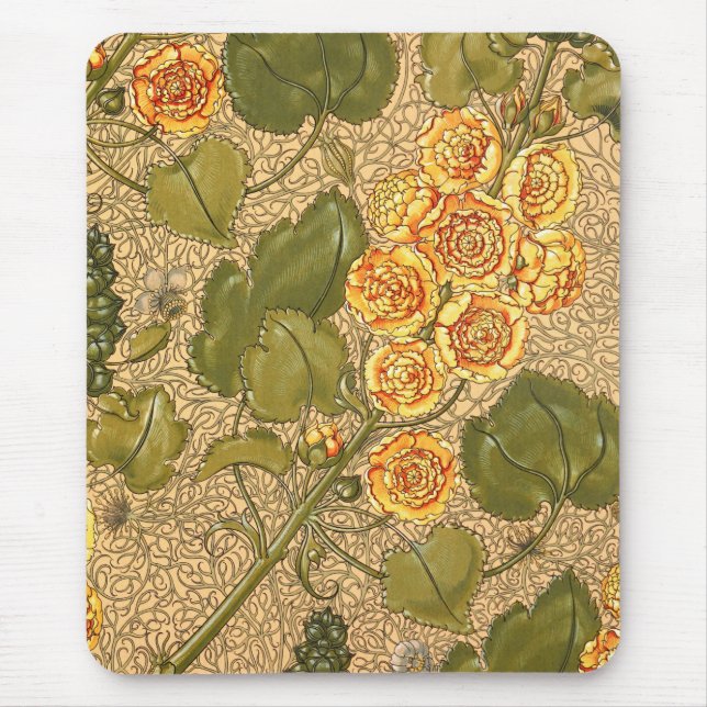 Antique Gula blommor Mousepad Musmatta (Framsidan)