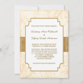 Antique Guld Blommigt Gräns Bröllop Inbjudningar