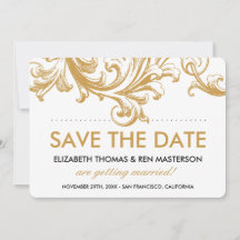 Antique Guld Blommigt Sparar datumen