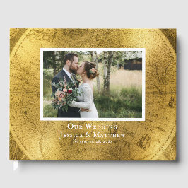 Antique Guld Bröllop Guest Bok