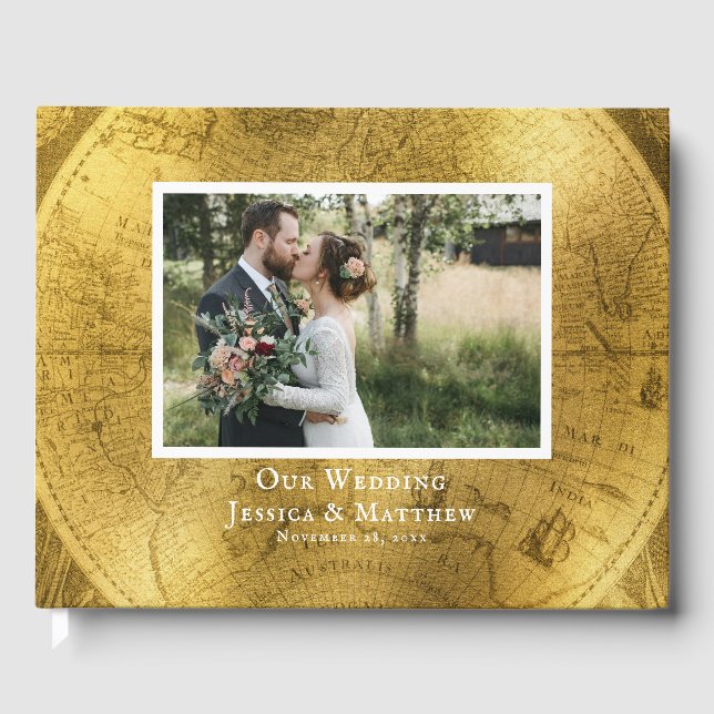 Antique Guld Bröllop Guest Bok (Framsida)