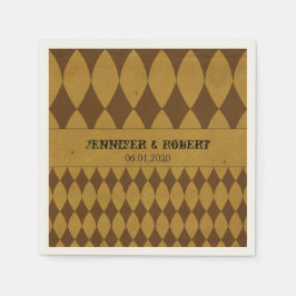 Antique Guld Diamond Harlequin Bröllop Napkin Pappersservett