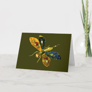 ANTIQUE GULD DRAGONFLY JEWEL MED GEMSTONES KORT