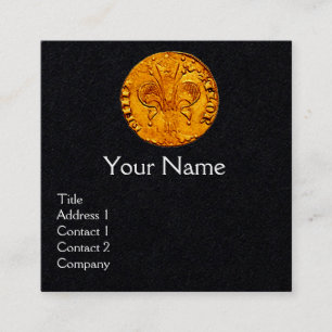 ANTIQUE GULD FLORENTINE FORINT Black Papper Fyrkantigt Visitkort