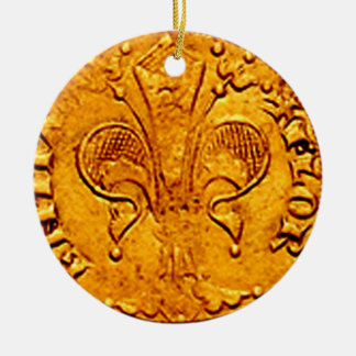 ANTIQUE GULD FLORENTINE FORINT JULGRANSPRYDNAD KERAMIK