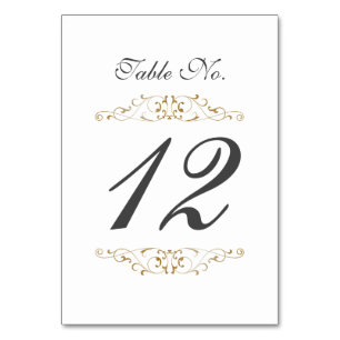Antique Guld Flourish Bröllop Bordsnummer Card