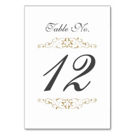 Antique Guld Flourish Bröllop Bordsnummer Card