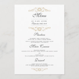 Antique Guld Flourish Bröllop Dinner Menu Meny
