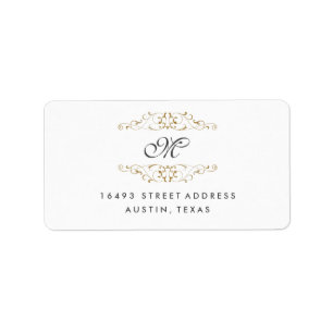 Antique Guld Flourish Monogram-Adressetiketter Adressetikett