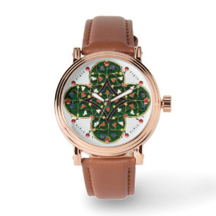 ANTIQUE GULD GRÖNT KLÖVER JEWEL Medieval Blommigt Armbandsur