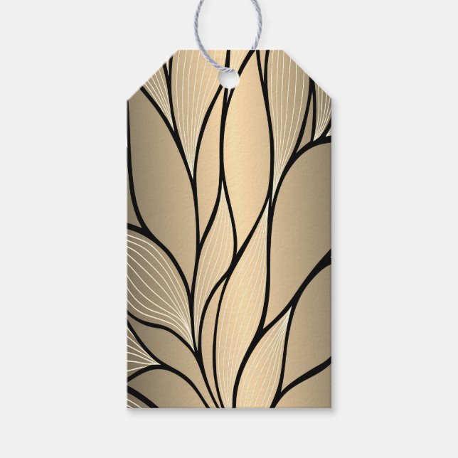 Antique Guld Kreativ Lämna Mönster Presentetikett (Framsidan)