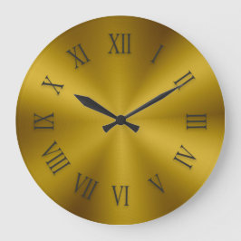 Antique Guld Metallic Clock med romerska siffror Stor Klocka