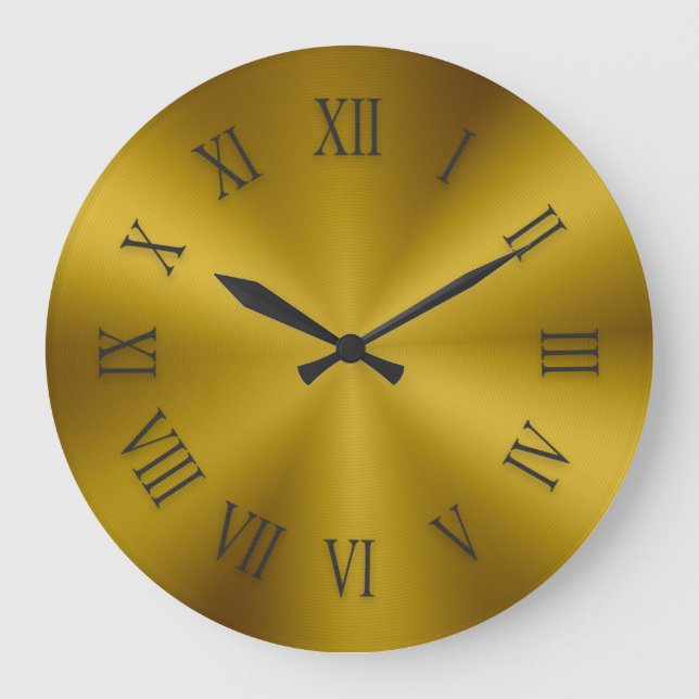 Antique Guld Metallic Clock med romerska siffror Stor Klocka (Framsida)