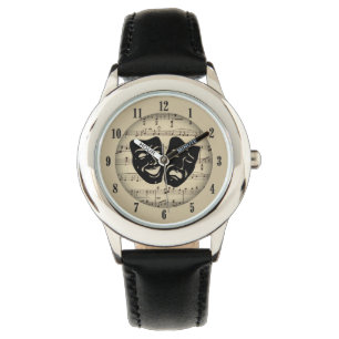 Antique Guld Music and Theater Masks Watch Armbandsur