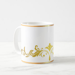 Antique Guld Rimmed Blommigt Coffee Mugg