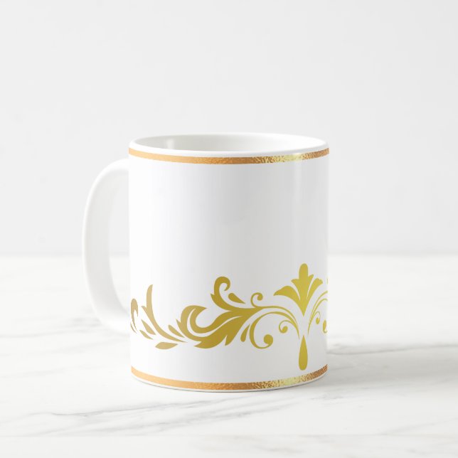 Antique Guld Rimmed Blommigt Coffee Mugg (Framsida vänster)