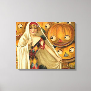 Antique Halloween Jack o lantern Costume Woman Canvastryck