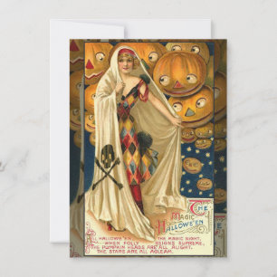 Antique Halloween Jack o lantern Costume Woman Inbjudningar