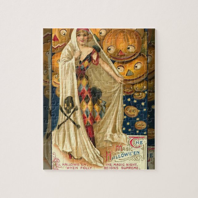 Antique Halloween Jack o lantern Costume Woman Pussel (Vertikal)