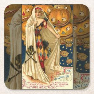 Antique Halloween Jack o lantern Costume Woman Underlägg Papper Kvadrat