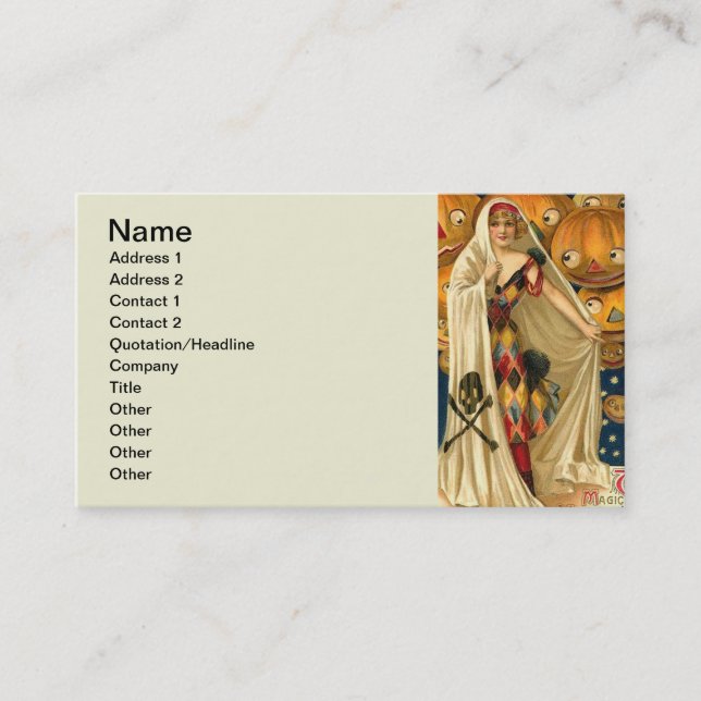 Antique Halloween Jack o lantern Costume Woman Visitkort (Framsida)