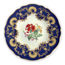 Antique Hand-målad China Se Cobalt Blue-Blommigt