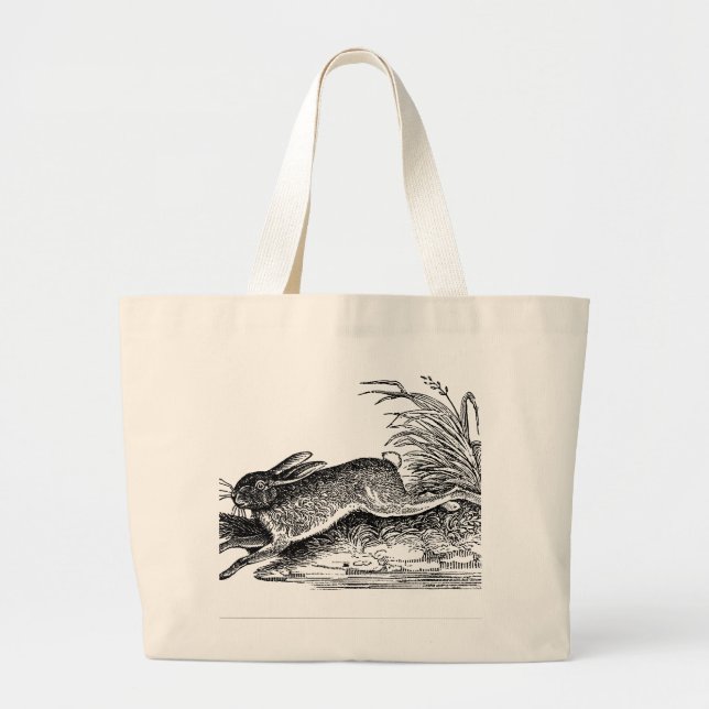 Antique Hare eller Rabbit på Tote Bag Jumbo Tygkasse (Framsidan)