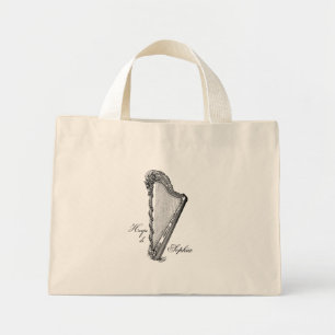 Antique Harp Tiny Tote med eget namn Mini Tygkasse