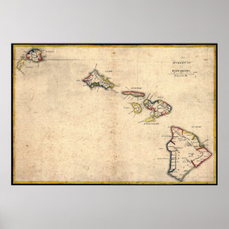 Antique Hawaii Karta Poster