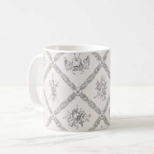 Antique Heraldic Weapon Armor Vintage Mönster Kaffemugg (Framsida vänster)