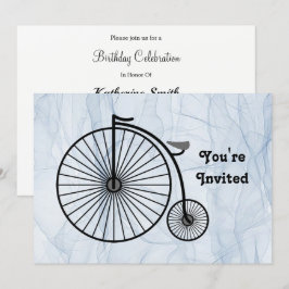 Antique High Wheel Bicycle Birthday Inbjudningar