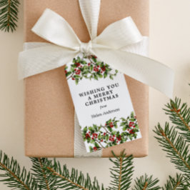 Antique Holly-Helgdag Presentetikett