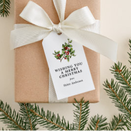 Antique Holly-Helgdag Presentetikett