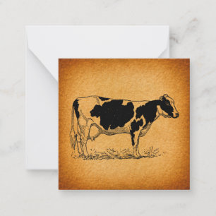 Antique Holstein Cow Farm Animal Illustration Anteckningskort