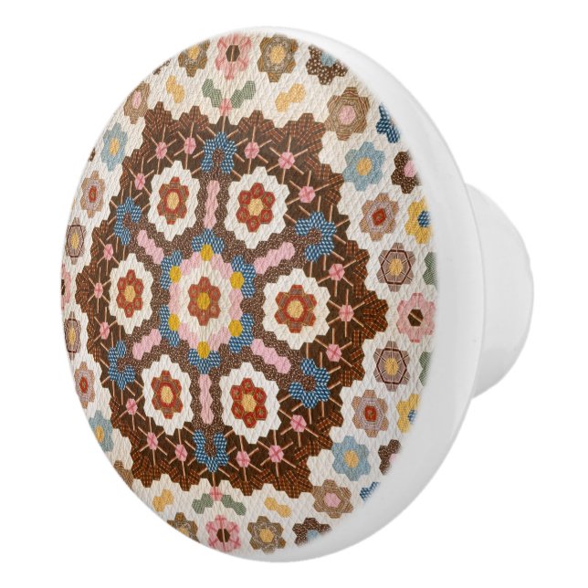 Antique Honeycomb Quilt Mönster - Folk Art Crafty Knopp (Höger)