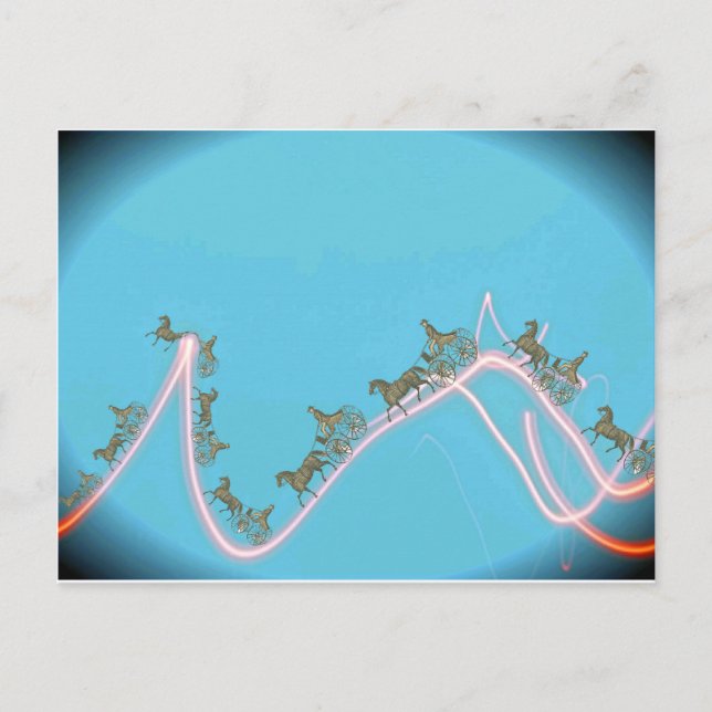 Antique Horse and Buggy 1870 Fantasy Resa på Neon Vykort (Framsida)