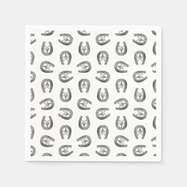 Antique Horseshoe med Star Mönster ANPASSNINGSBAR  Pappersservett (Framsidan)