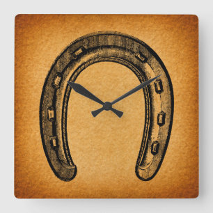 Antique Horseshoe Vintage Westernare hästskon Fyrkantig Klocka
