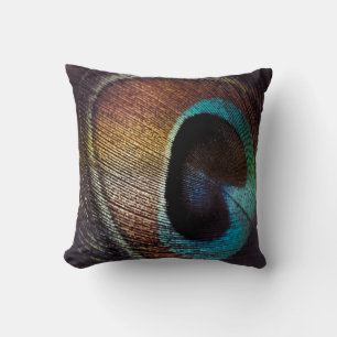 Antique Hues Peacock Feather Öga Kudde