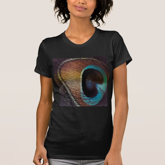 Antique Hues Peacock Feather Öga T-shirt (Framsida)