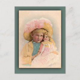 Antique Illustration Child with Doll Cards Vykort