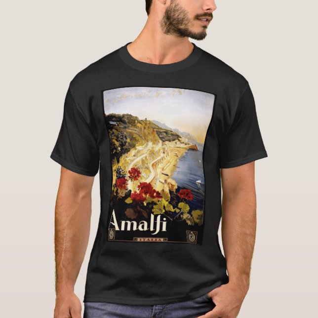 Antique Illustration Italien Amalfi Kusten Antique T Shirt (Framsida)